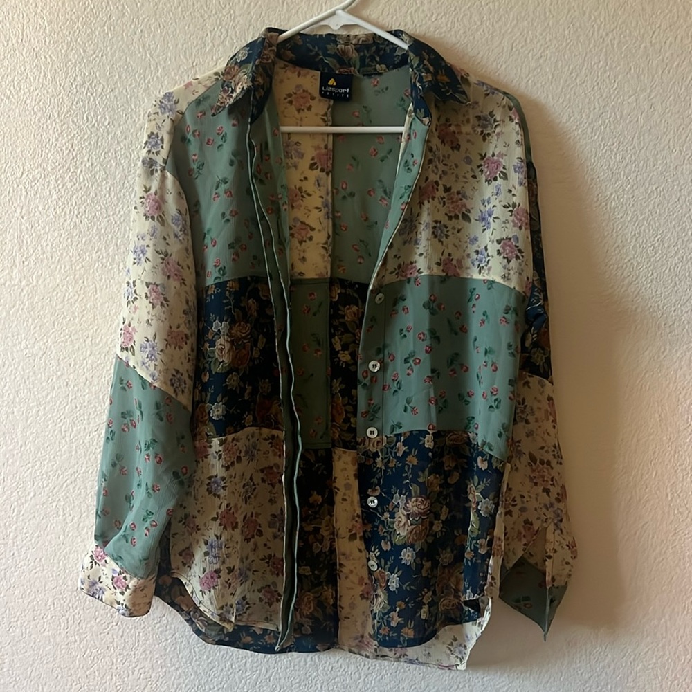 Floral vintage sheer blouse Lizsport petite